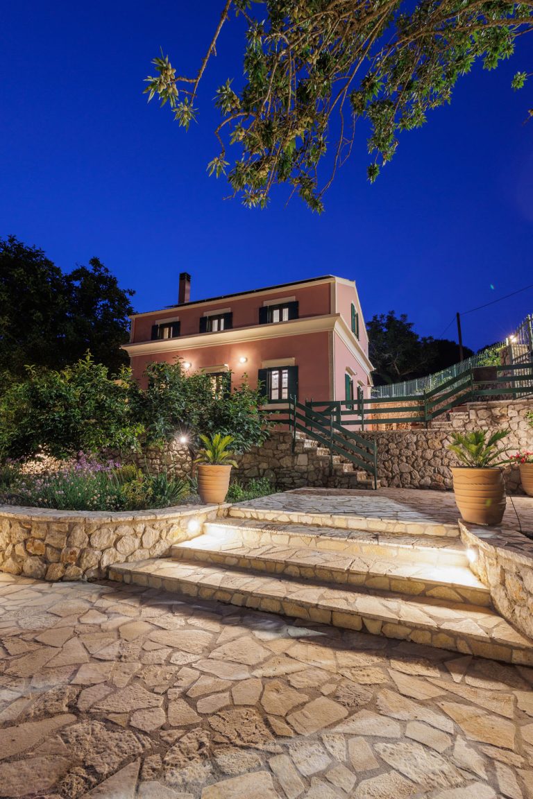 Villa Oros Corfu exterior view night